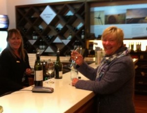Cynthia Roberts samples Yealands wine